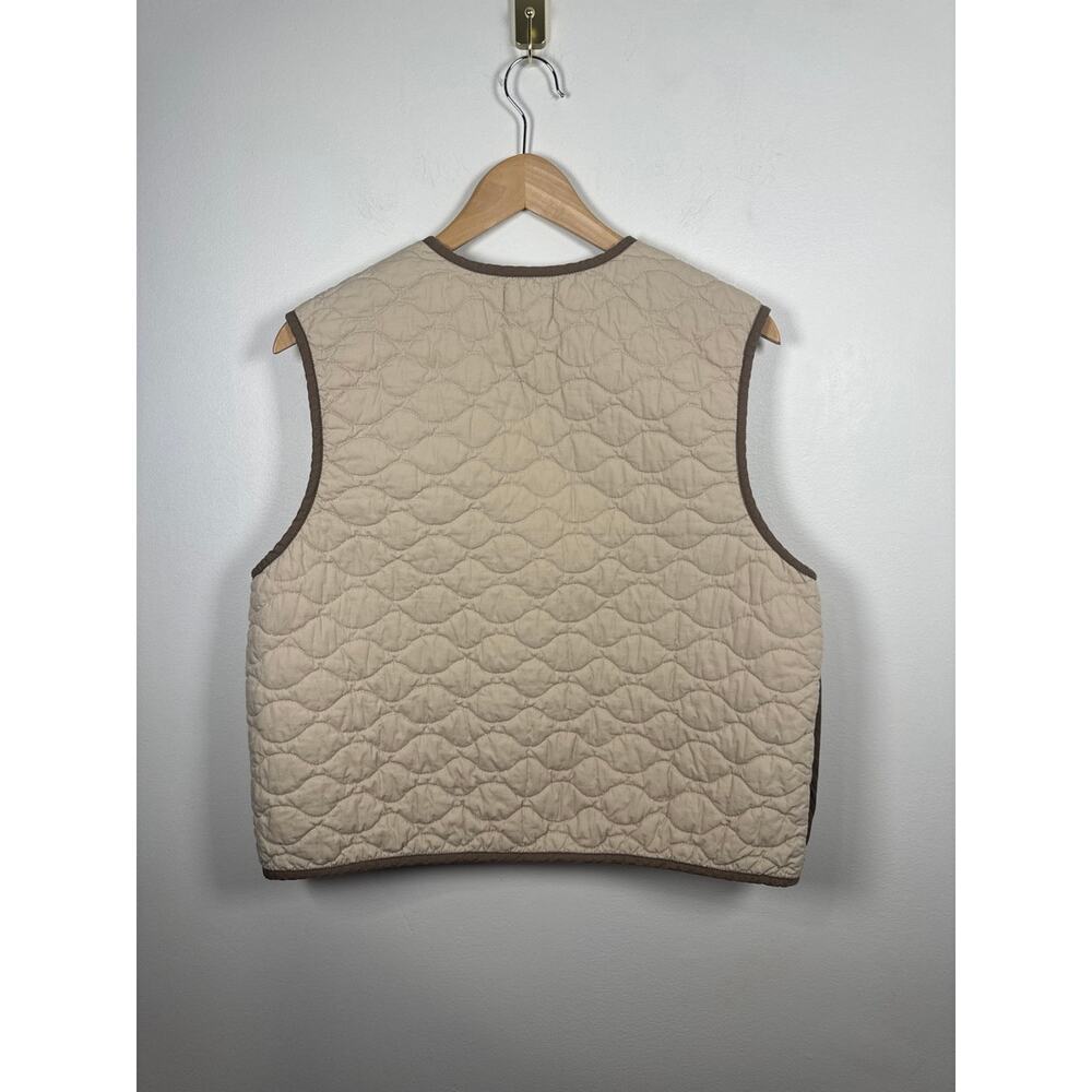 MATE the Label Organic Cotton Quilted Vest - Mushroom (Beige) / Brown Trim - M - Picture 5 of 8